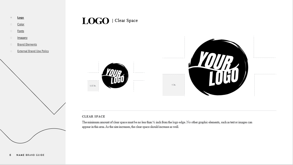 logo brand guide clear space example