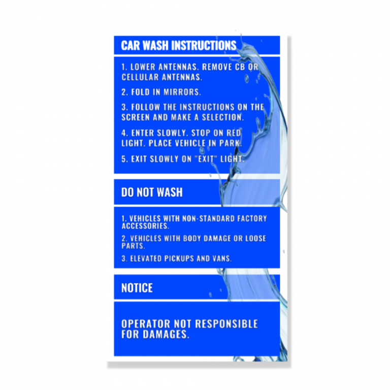 Car Wash Rules Signage