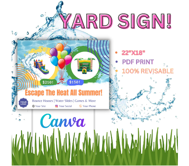 bounce house yard sign template image for a product