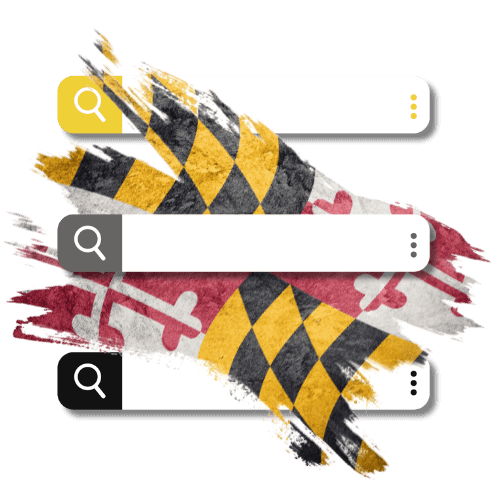 search marketing maryland flag weaving between search engine search bars