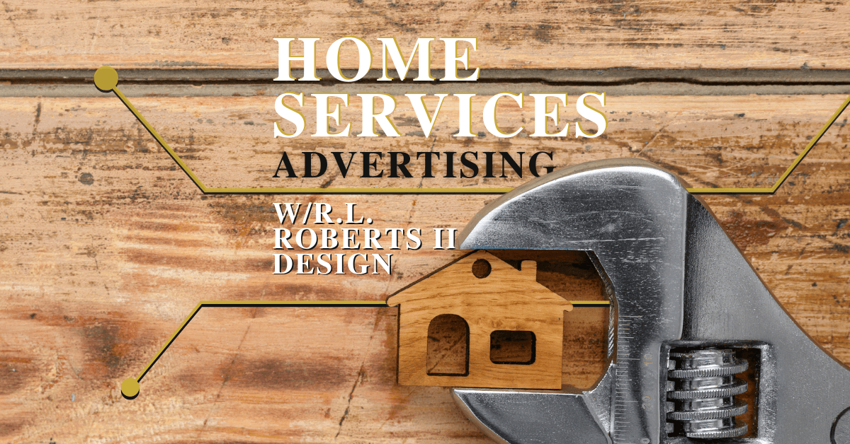 home services marketing graphic wrench holding a small wooden house