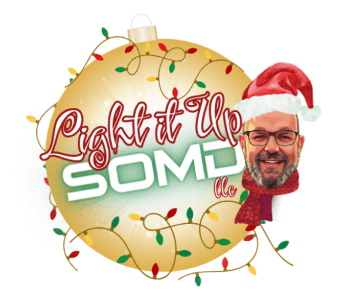 Light it Up SOMD Custom Lighting Contractor Logo Design Face CHristmas Lights Large Gold Bulb ideas for northern va contractors