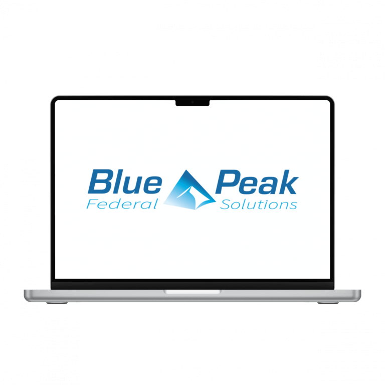 federal contractor website design example blue peak federal contracting on an apple macbook