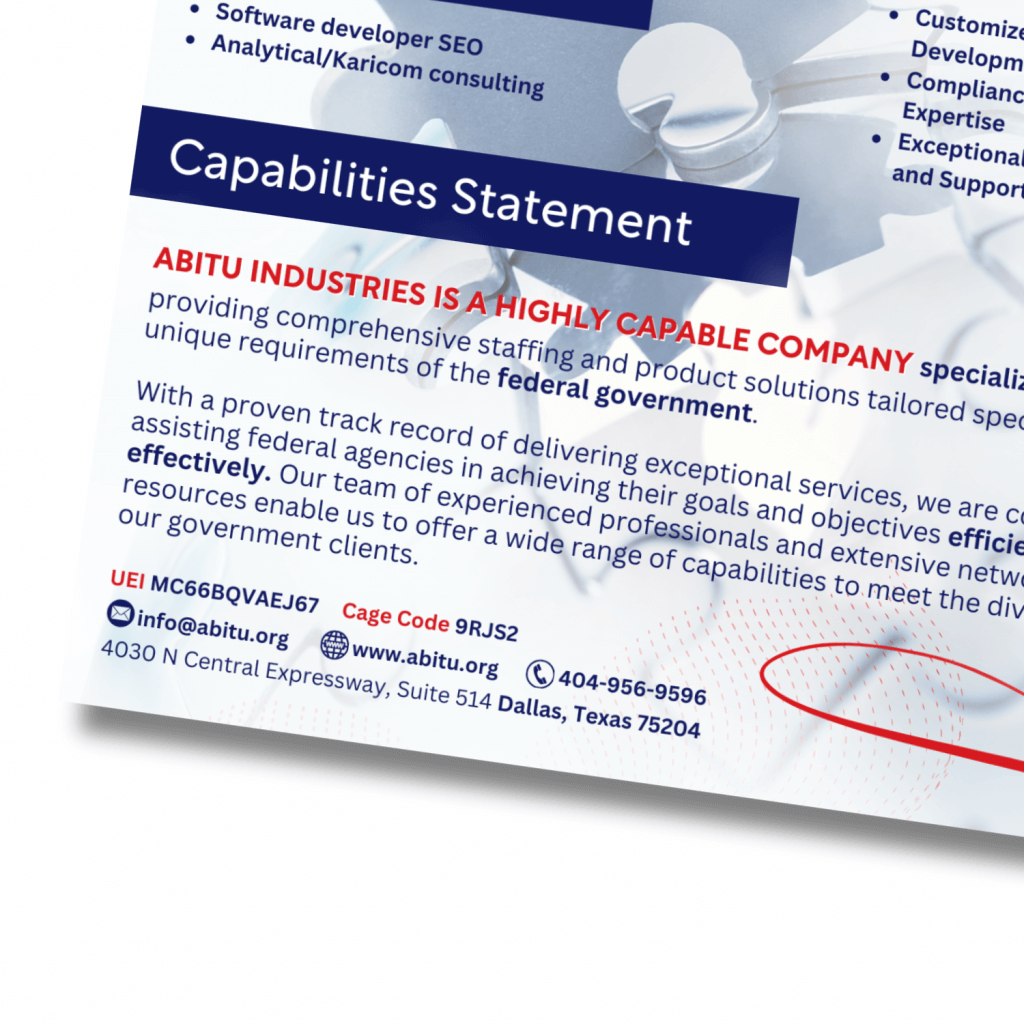 custom capability statement graphic design example footer
