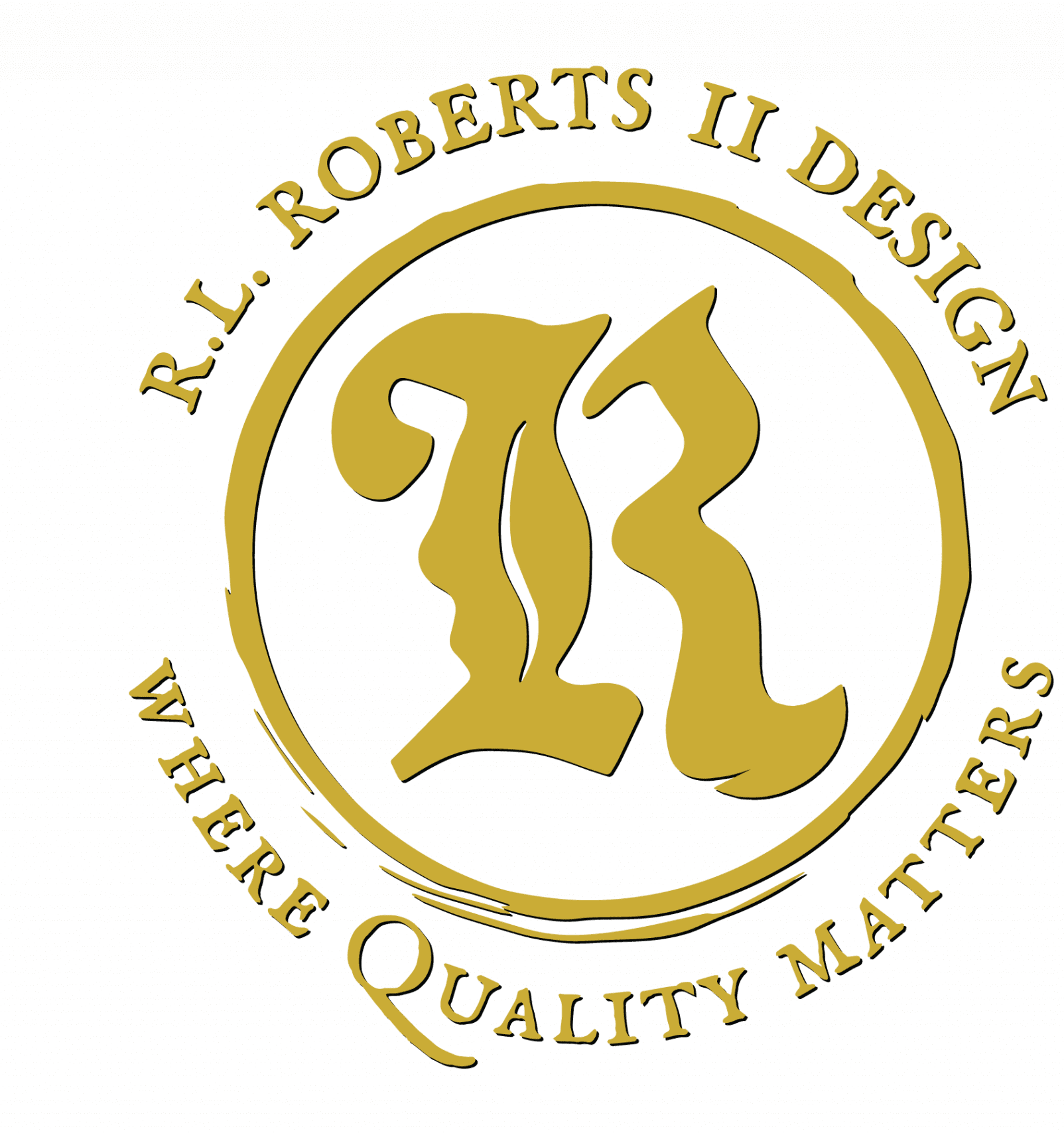 R.L. Roberts II Design, LLC Logo - All Gold Black Stroke - Southern MD's Best Graphic Designer