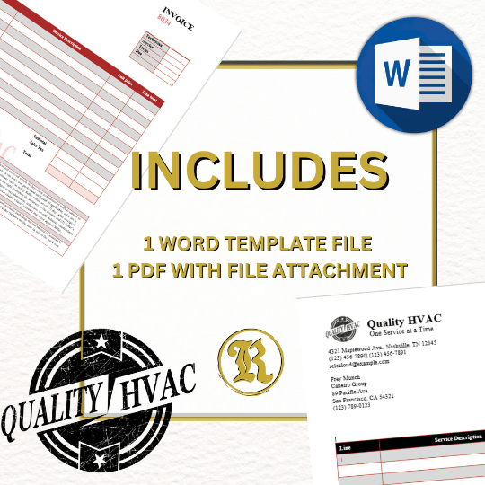 hvac invoice template contents
